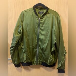 Coffee Shop Olive Green Bomber Jacket